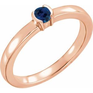 14K Rose Natural Blue Sapphire Family Stackable Ring 71356:6034:P