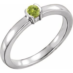 Sterling Silver Natural Peridot Family Stackable Ring 71356:6031:P