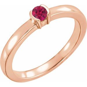 14K Rose Natural Ruby Family Stackable Ring 71356:6026:P