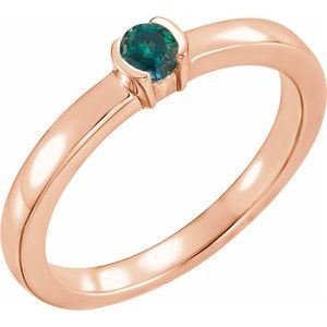 14K Rose Natural Alexandrite Family Stackable Ring 71356:6022:P