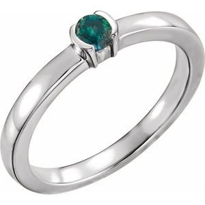 14K White Natural Alexandrite Family Stackable Ring 71356:6020:P