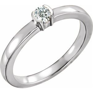 Sterling Silver Natural White Sapphire Family Stackable Ring 71356:6051:P