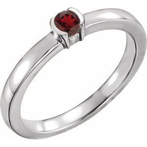 Sterling Silver Natural Mozambique Garnet Family Stackable Ring 71356:6003:P