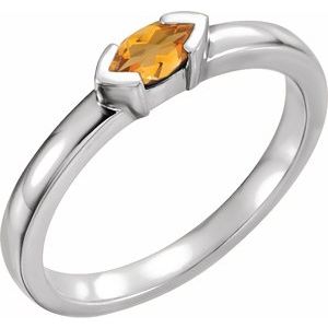 Sterling Silver Natural Citrine Family Stackable Ring 71354:6039:P