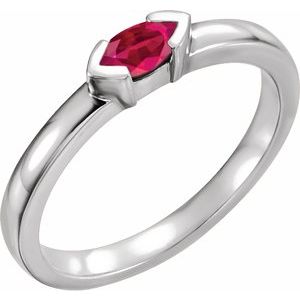 14K White Natural Ruby Family Stackable Ring 71354:6020:P