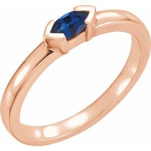 14K Rose Natural Blue Sapphire Family Stackable Ring 71354:6030:P