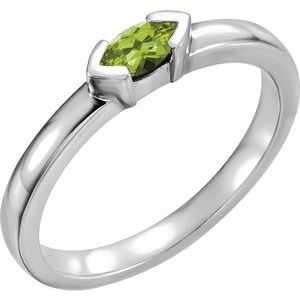 Sterling Silver Natural Peridot Family Stackable Ring 71354:6027:P