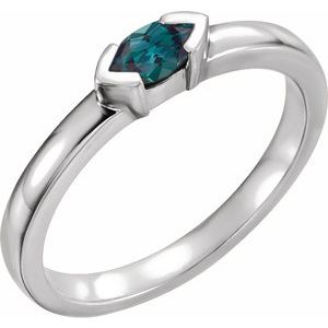 Sterling Silver Lab-Grown Alexandrite Family Stackable Ring 71354:6055:P