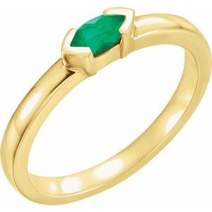 14K Yellow Natural Emerald Family Stackable Ring 71354:6017:P