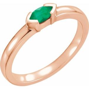 14K Rose Natural Emerald Family Stackable Ring 71354:6018:P