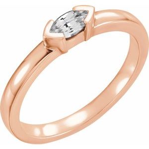 14K Rose Natural White Sapphire Family Stackable Ring 71354:6046:P