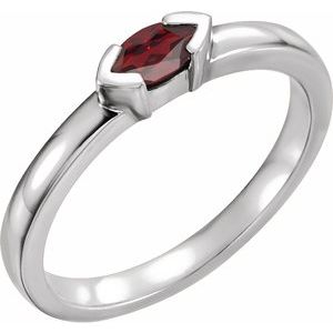 Sterling Silver Natural Mozambique Garnet Family Stackable Ring 71354:6003:P