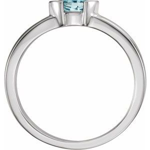 Sterling Silver Natural Blue Zircon Family Stackable Ring 71354:6043:P