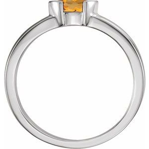 Sterling Silver Natural Citrine Family Stackable Ring 71354:6039:P