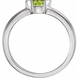 Sterling Silver Natural Peridot Family Stackable Ring 71354:6027:P