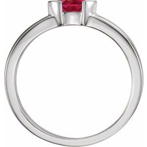 14K White Natural Ruby Family Stackable Ring 71354:6020:P