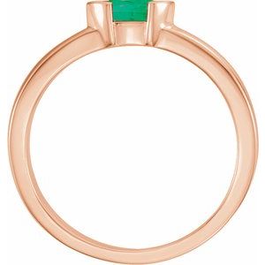 14K Rose Natural Emerald Family Stackable Ring 71354:6018:P