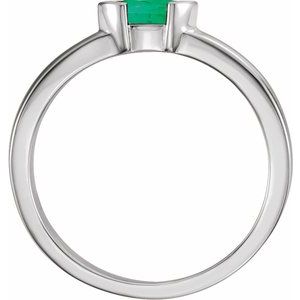 14K White Natural Emerald Family Stackable Ring 71354:6016:P