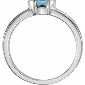 Sterling Silver Natural Aquamarine Family Stackable Ring 71354:6011:P