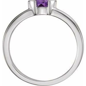 Sterling Silver Natural Amethyst Family Stackable Ring 71354:6007:P