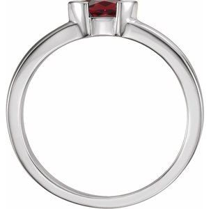 Sterling Silver Natural Mozambique Garnet Family Stackable Ring 71354:6003:P