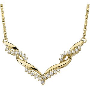 14K Yellow 1/2 CTW Natural Diamond V 18" Necklace