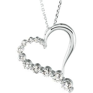 14K White 1 CTW Natural Diamond Journey Heart 18" Necklace