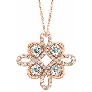 14K Rose 1/3 CTW Natural Diamond Clover 18" Necklace