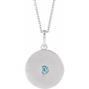 Platinum Natural Sky Blue Topaz Disc 16-18" Necklace