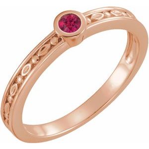 14K Rose Natural Ruby Family Stackable Ring 71298:6026:P