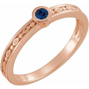 14K Rose Natural Blue Sapphire Family Stackable Ring 71298:6034:P