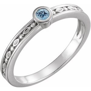 Sterling Silver Natural Aquamarine Family Stackable Ring 71298:6011:P