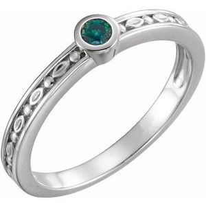 Sterling Silver Lab-Grown Alexandrite Family Stackable Ring 71298:6059:P