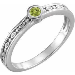 Sterling Silver Natural Peridot Family Stackable Ring 71298:6031:P