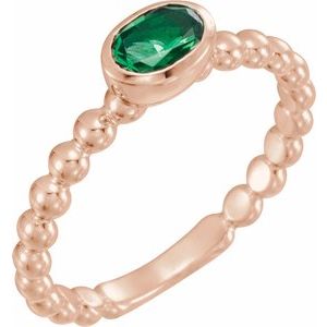 14K Rose Natural Emerald Family Stackable Ring 71623:6018:P