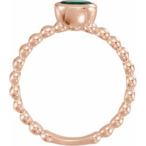 14K Rose Natural Emerald Family Stackable Ring 71623:6018:P