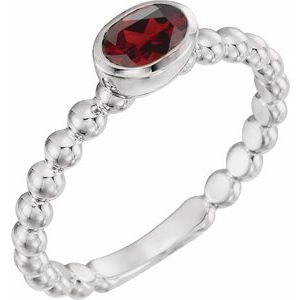 Sterling Silver Natural Mozambique Garnet Family Stackable Ring 71623:6003:P