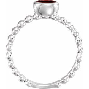 Sterling Silver Natural Mozambique Garnet Family Stackable Ring 71623:6003:P