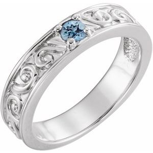 Sterling Silver Natural Aquamarine Family Stackable Ring 71469:6011:P