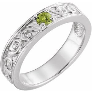 Sterling Silver Natural Peridot Family Stackable Ring 71469:6031:P