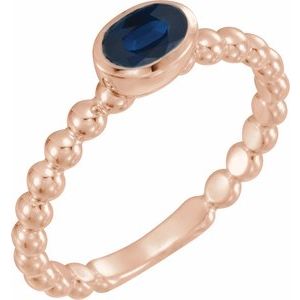 14K Rose Natural Blue Sapphire Family Stackable Ring 71623:6030:P