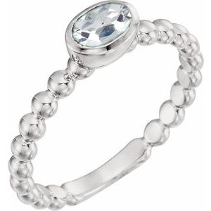 Sterling Silver Natural White Sapphire Family Stackable Ring 71623:6047:P