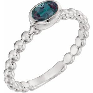 Sterling Silver Lab-Grown Alexandrite Family Stackable Ring 71623:6055:P