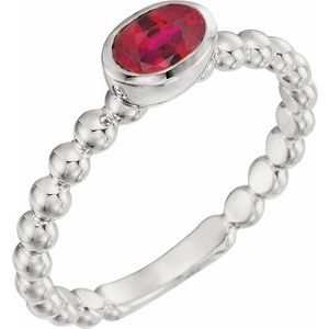 14K White Natural Ruby Family Stackable Ring 71623:6020:P