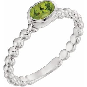 Sterling Silver Natural Peridot Family Stackable Ring 71623:6027:P