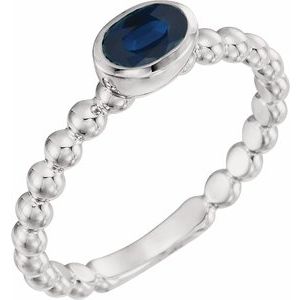 14K White Natural Blue Sapphire Family Stackable Ring 71623:6028:P