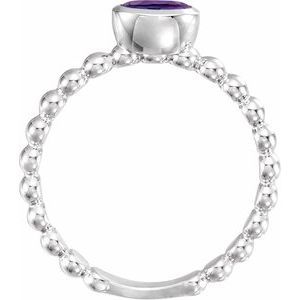 Sterling Silver Natural Amethyst Family Stackable Ring 71623:6007:P