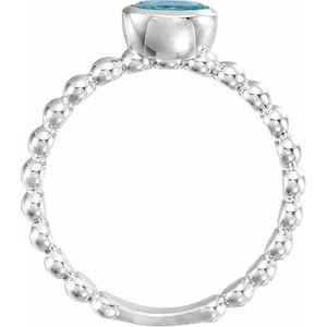 Sterling Silver Natural Aquamarine Family Stackable Ring 71623:6011:P