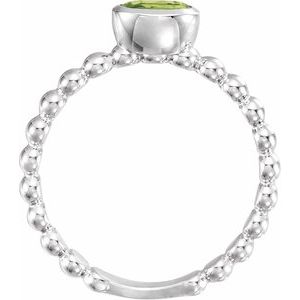 Sterling Silver Natural Peridot Family Stackable Ring 71623:6027:P