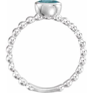 Sterling Silver Natural Blue Zircon Family Stackable Ring 71623:6043:P